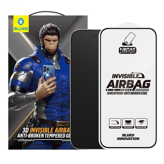 Фолио за защита на екрана Blueo Anti-Broken за Apple iPhone 17 Air, Закалено стъкло, Пълно лепило, Черно