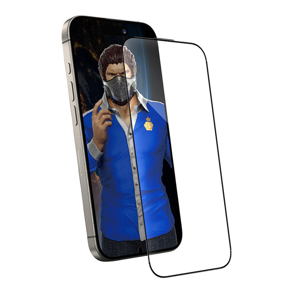 Протектор за екран Blueo Anti-Dust HD за Apple iPhone 14 Pro, закалено стъкло, пълно залепване, черен