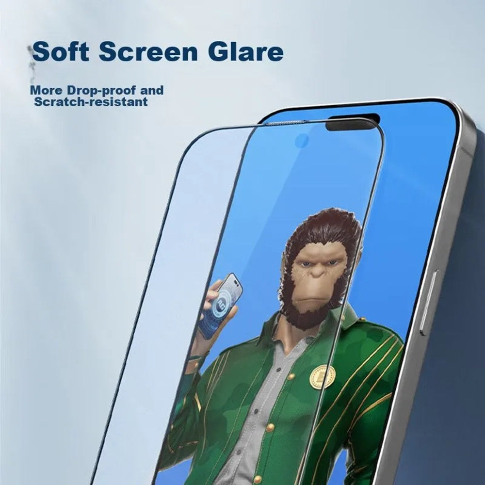 Протектор за екран Blueo Anti-Glare за Apple iPhone 14 Plus / 13 Pro Max, закалено стъкло, пълно залепване, черен
