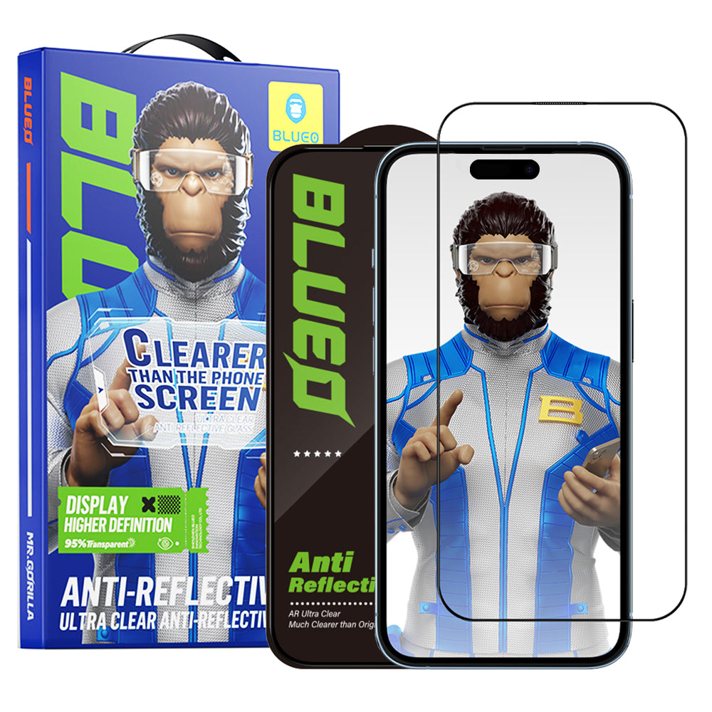 Протектор за екран Blueo Anti-Reflective HD за Apple iPhone 14 Pro Max, закалено стъкло, пълно залепване, черен