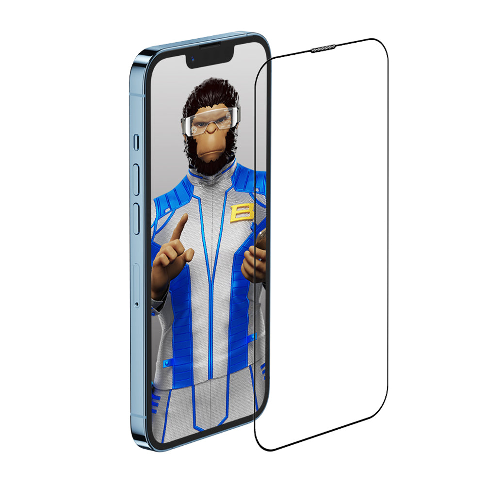 Протектор за екран Blueo Anti-Reflective HD за Apple iPhone 17e / 16e / 14 / 13 Pro, закалено стъкло, пълно залепване, черен