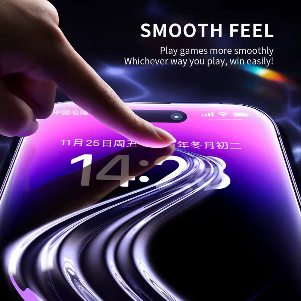 HD антистатично защитно фолио Blueo за екран за Apple iPhone 14 Plus / 13 Pro Max, закалено стъкло, пълно залепване, черно