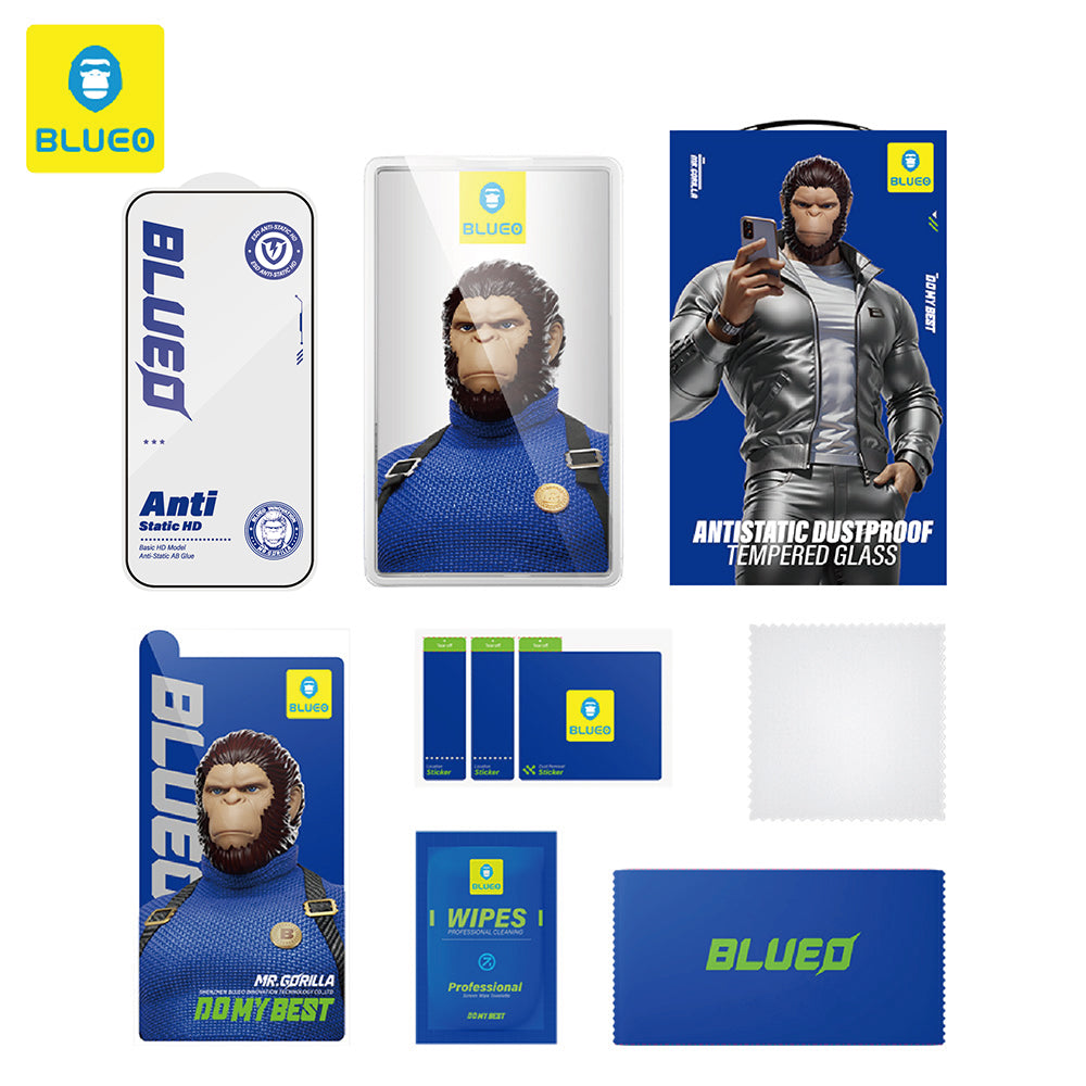 HD антистатично защитно фолио Blueo за екран за Apple iPhone 14 Plus / 13 Pro Max, закалено стъкло, пълно залепване, черно