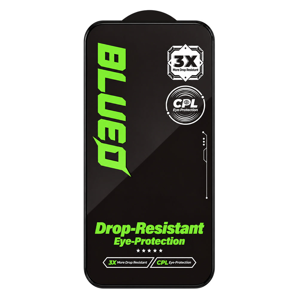 Протектор за екран Blueo Drop Resistant за Apple iPhone 18 Pro / 17 Pro / 17 / 16 Pro, закалено стъкло, Full Glue, черен