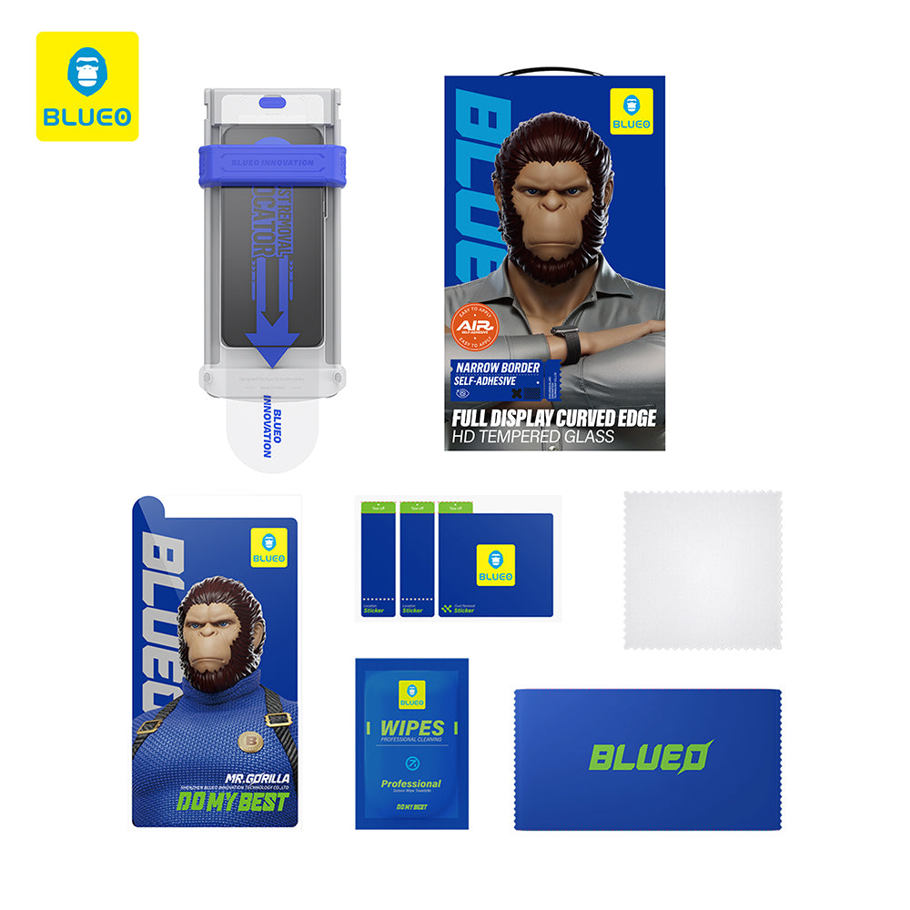 Протектор за екран Blueo HD Applicator Pro за Apple iPhone 16 Pro Max, закалено стъкло, пълно залепване, 3D, черен