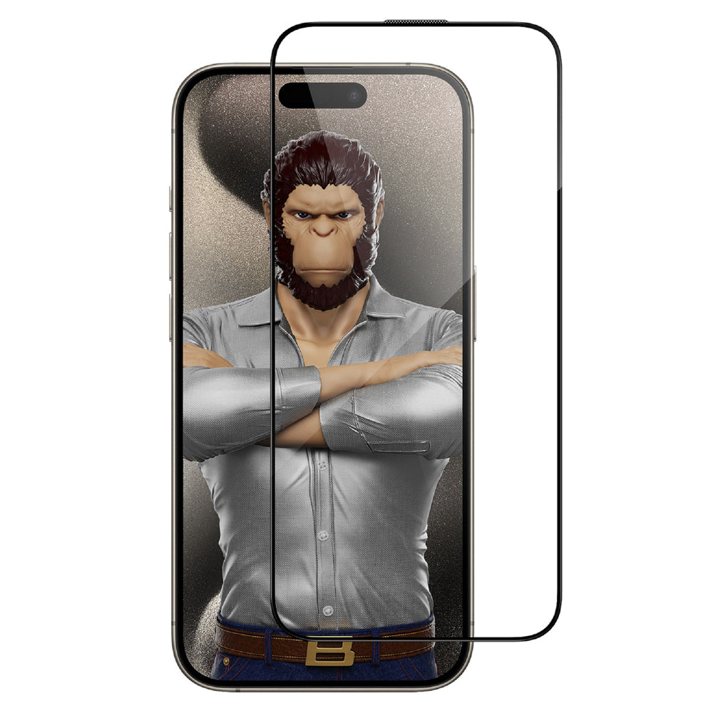 Протектор за екран Blueo HD за Apple iPhone 16 Pro Max, закалено стъкло, пълно залепване, 3D, черен