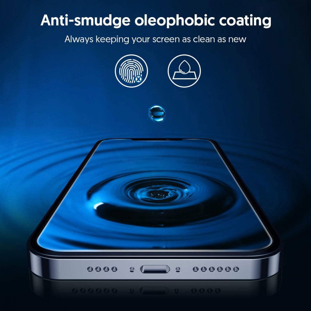 Протектор за екран Blueo Silk HD за Apple iPhone 16 / 15, закалено стъкло, пълно залепване, комплект от 5 броя, 2.5D, черен