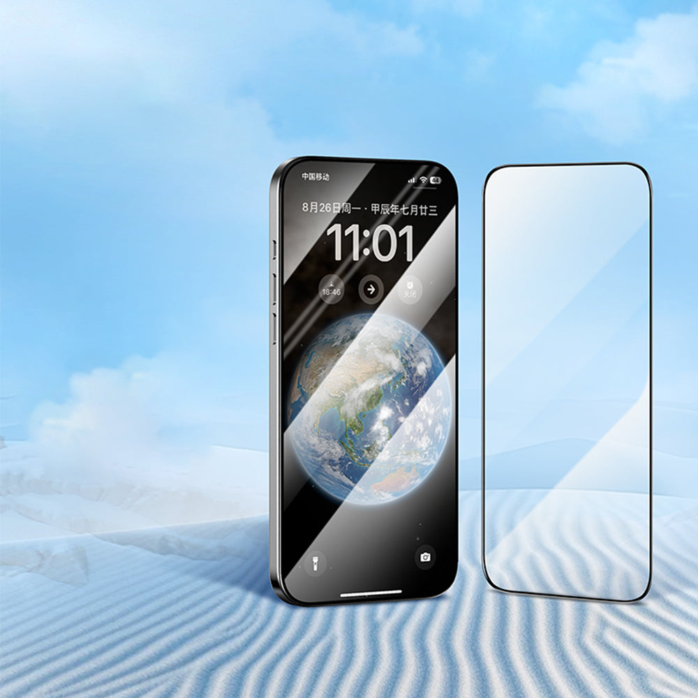Протектор за екран Blueo Silk HD за Apple iPhone 16 / 15, закалено стъкло, пълно залепване, комплект от 5 броя, 2.5D, черен