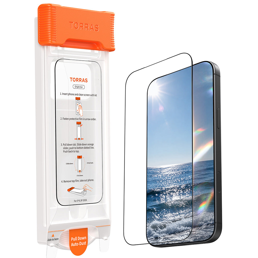Протектор за екран Torras OrigArmor за Apple iPhone 18 Pro / 17 Pro, закалено стъкло, пълно залепване