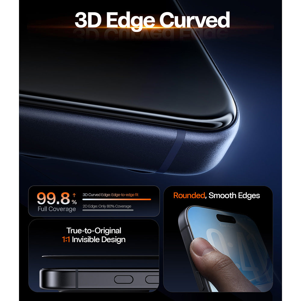 Протектор за екран Torras OrigArmor за Apple iPhone 18 Pro / 17 Pro, закалено стъкло, пълно залепване