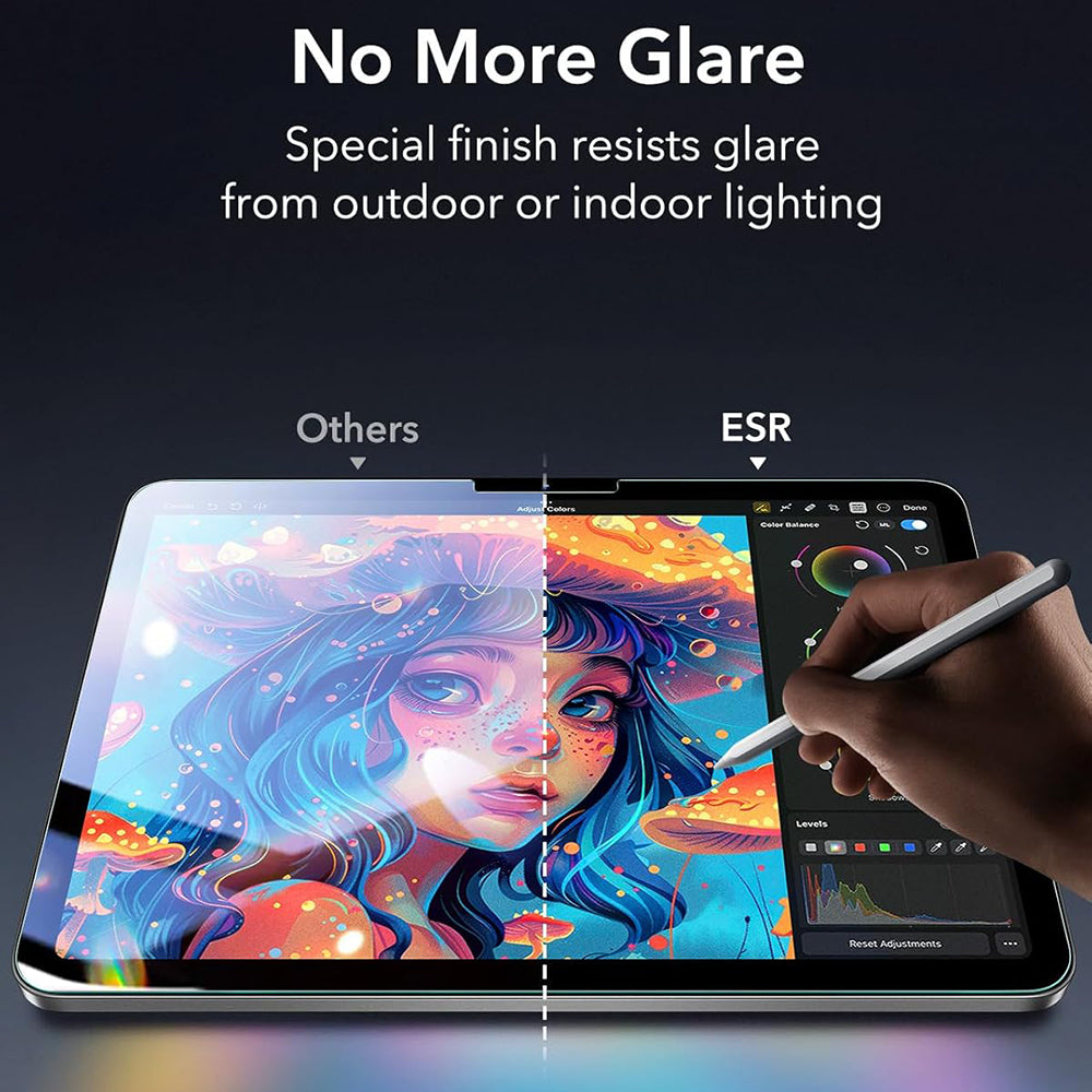 Защитно фолио ESR Armorite Paper Feel UltraFit за Apple iPad Air 11 (2026) / Air 11 (2025), закалено стъкло, пълно залепване, комплект от 2 броя