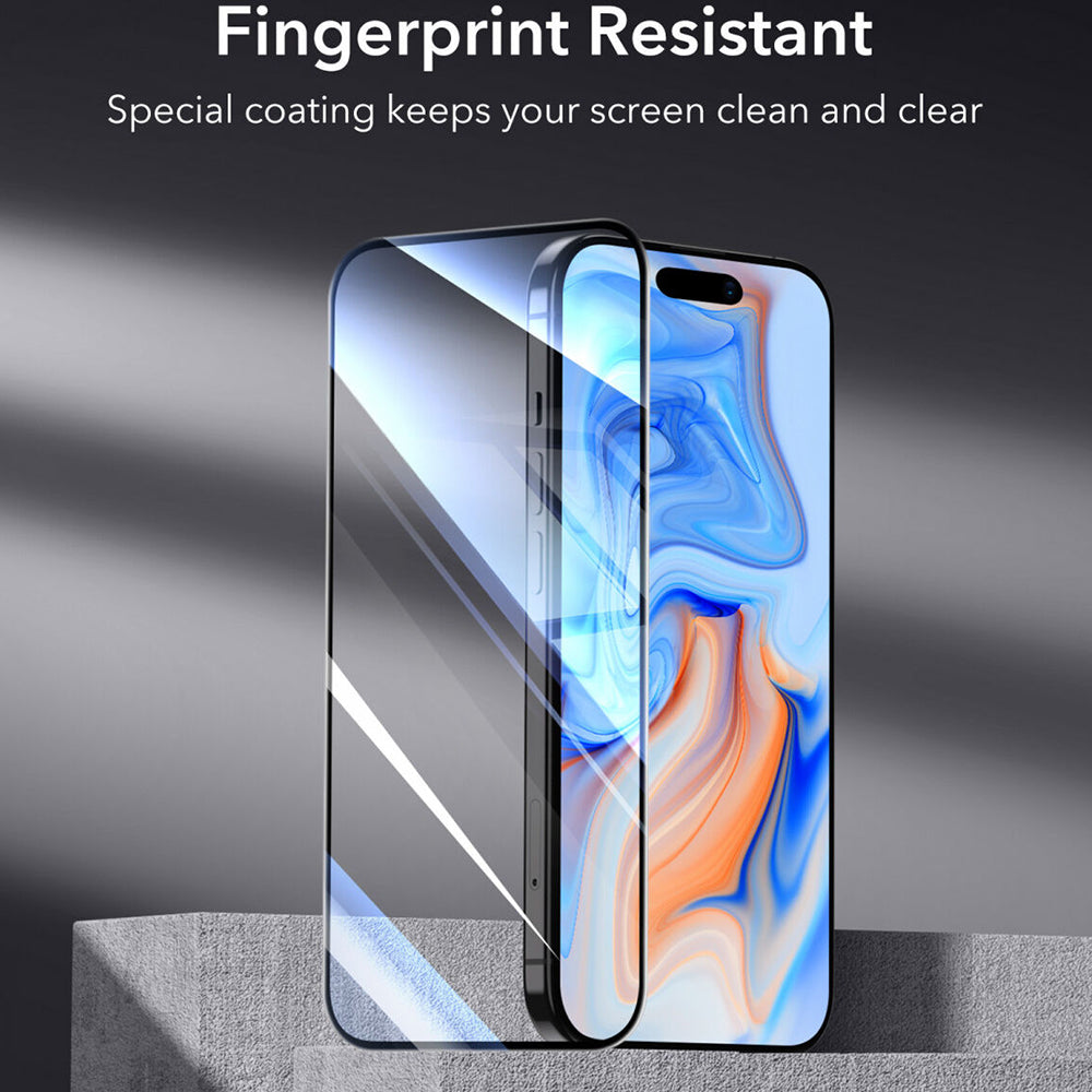 Защитно фолио ESR за екран на Apple iPhone 15, закалено стъкло, пълно залепване, черно