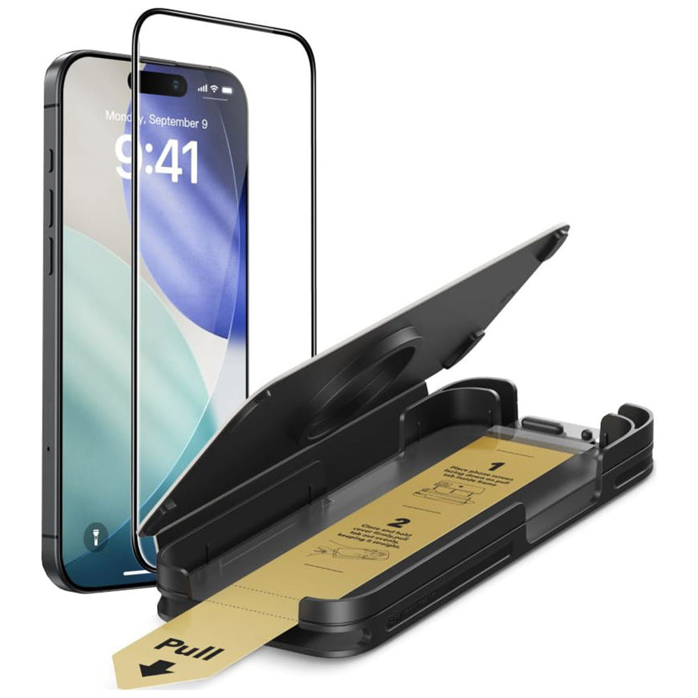 Защитно фолио ESR UltraFit Armorite Pro за Apple iPhone 17 / 16 Pro, закалено стъкло, Full Glue, черно