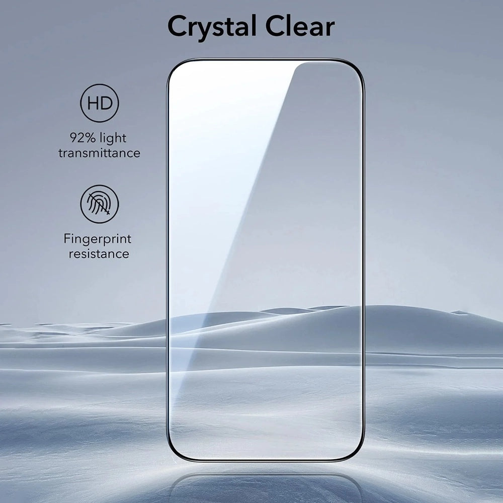 Фолио за защита на екрана ESR UltraFit за Apple iPhone 17 / 16 Pro, Закалено стъкло, Пълно лепило, Комплект 3 броя