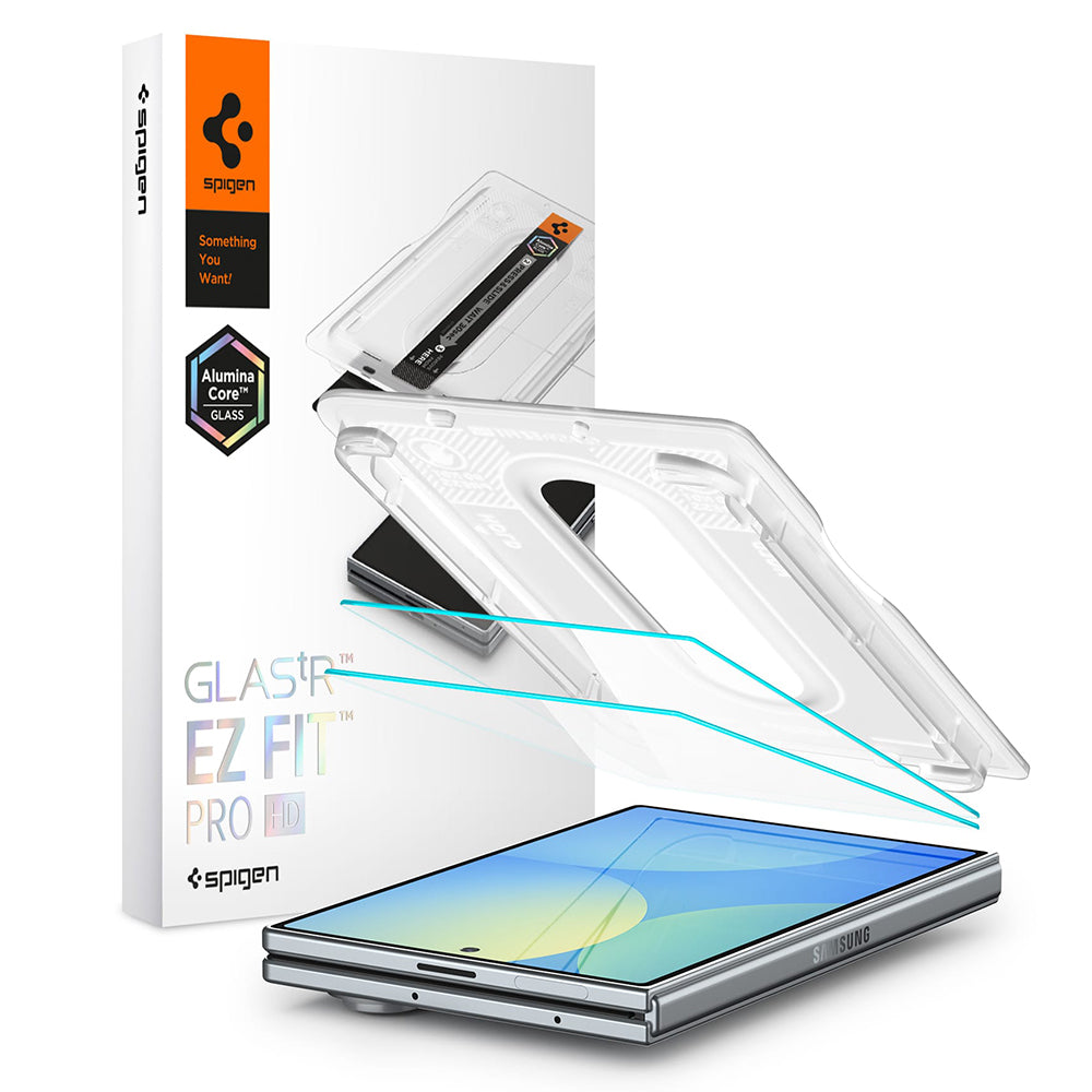 Протектор за външен екран Spigen GlastR EZ FIT Pro HD за Samsung Galaxy Z Fold8 F971, закалено стъкло, пълно залепване, комплект от 2 броя AGL11943