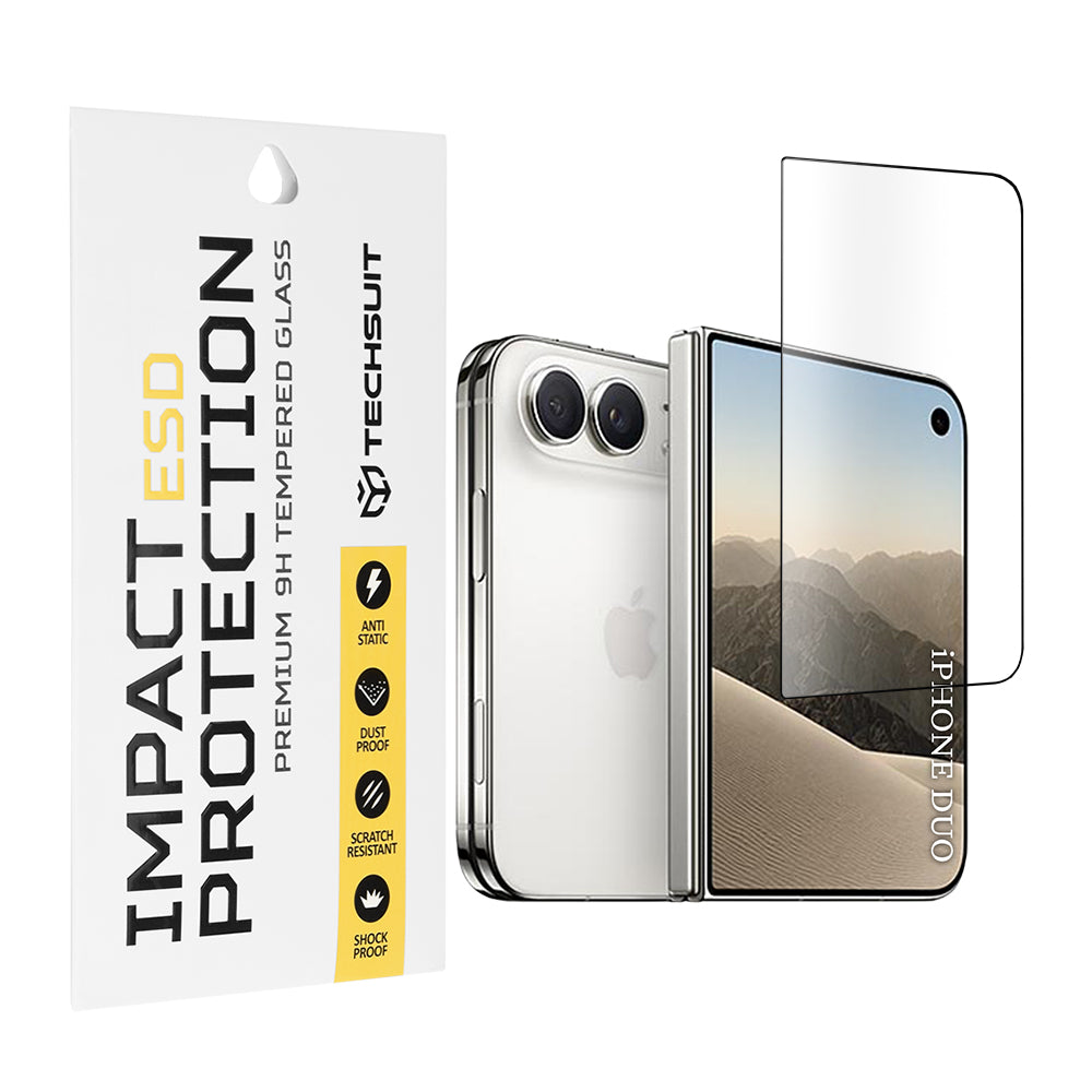 Външен протектор за екран Techsuit за Apple iPhone Duo, закалено стъкло, Full Glue, черен