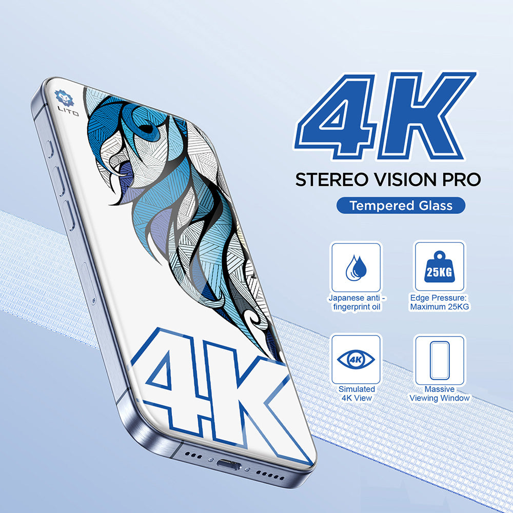 Защитно фолио Lito D+ Max 4K за екран на Apple iPhone 17 / 16 Pro, закалено стъкло, пълно лепило, черно