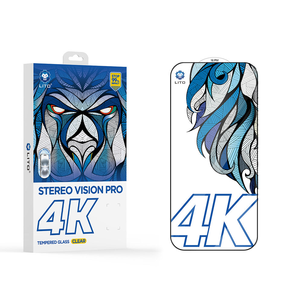 Защитно фолио Lito D+ Max 4K за екран на Apple iPhone 17 / 16 Pro, закалено стъкло, пълно лепило, черно