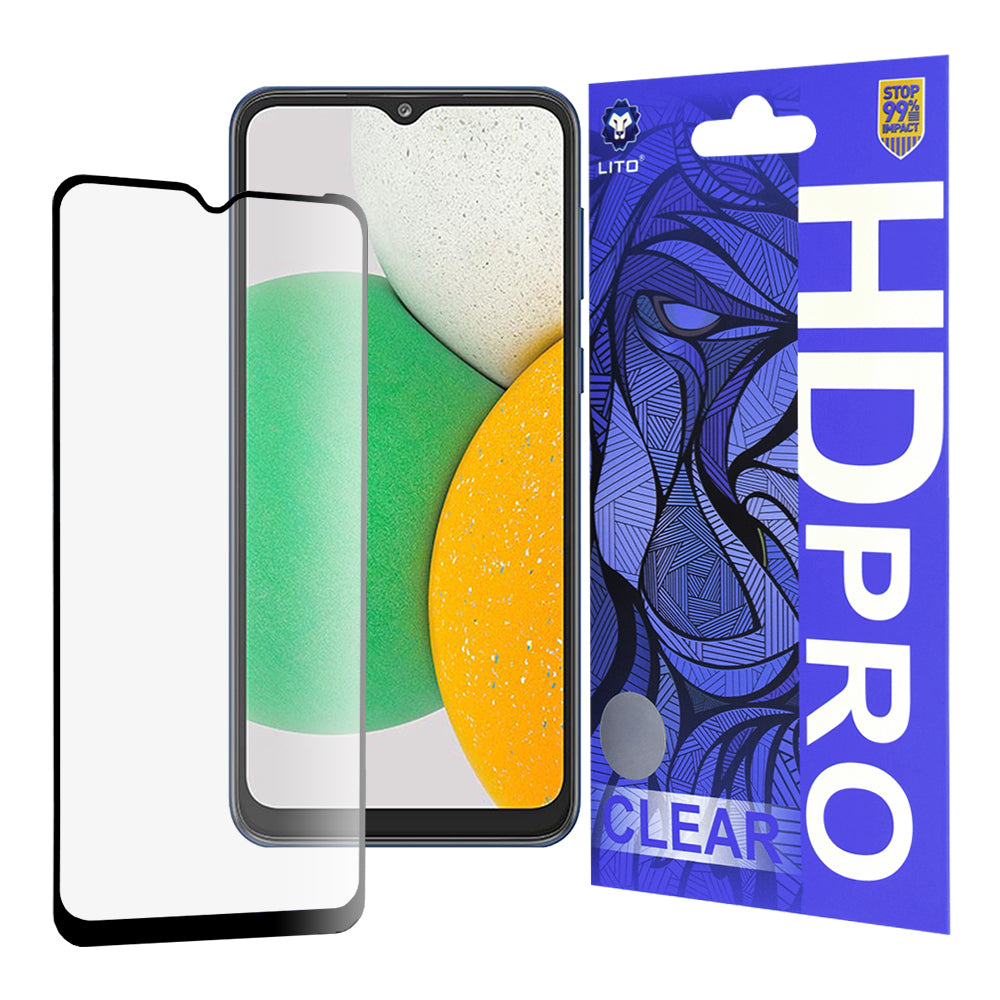 Протектор за екран Lito HD Pro Clear за Samsung Galaxy A03 Core A032, закалено стъкло, пълно залепване, черен