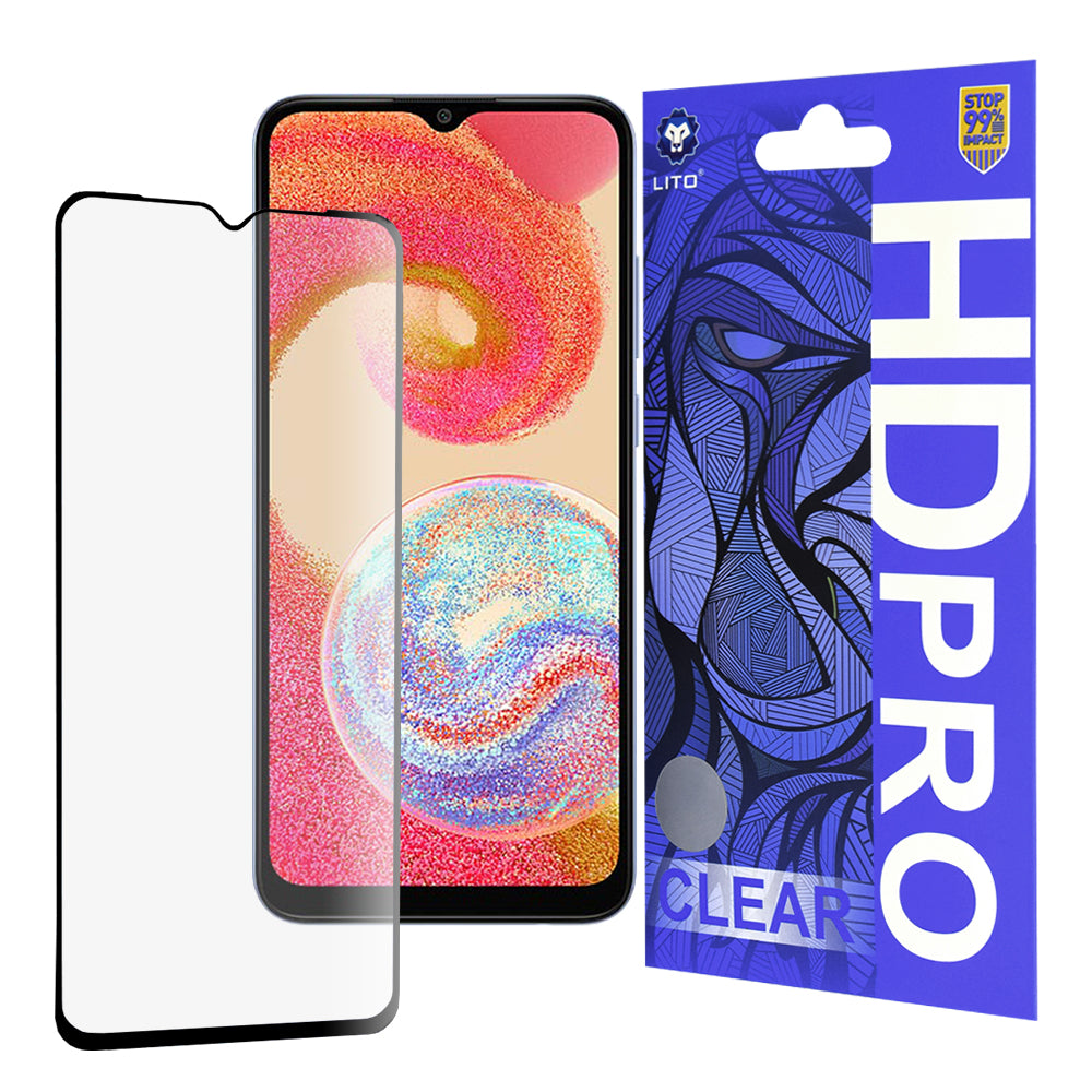 Протектор за екран Lito HD Pro Clear за Samsung Galaxy A04e A042 / M04 M045, закалено стъкло, пълно залепване, черен