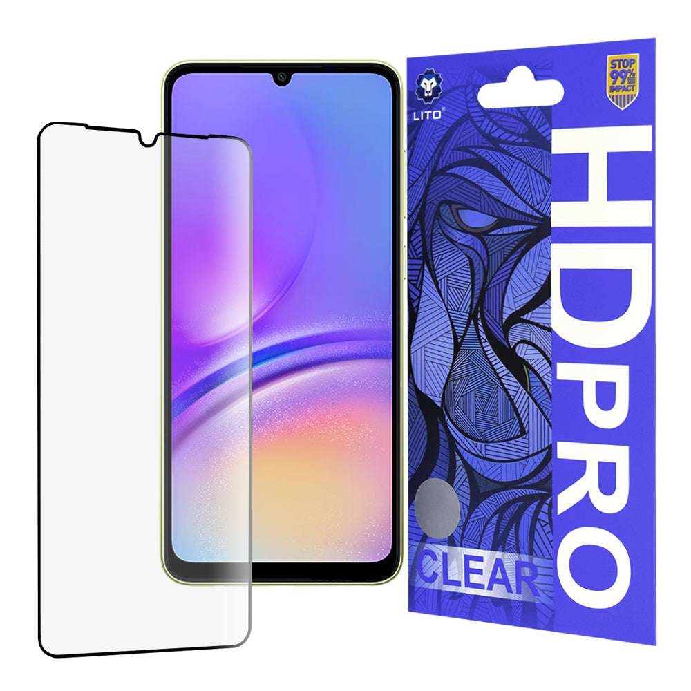 Протектор за екран Lito HD Pro Clear за Samsung Galaxy A05 A055, закалено стъкло, пълно залепване, черен