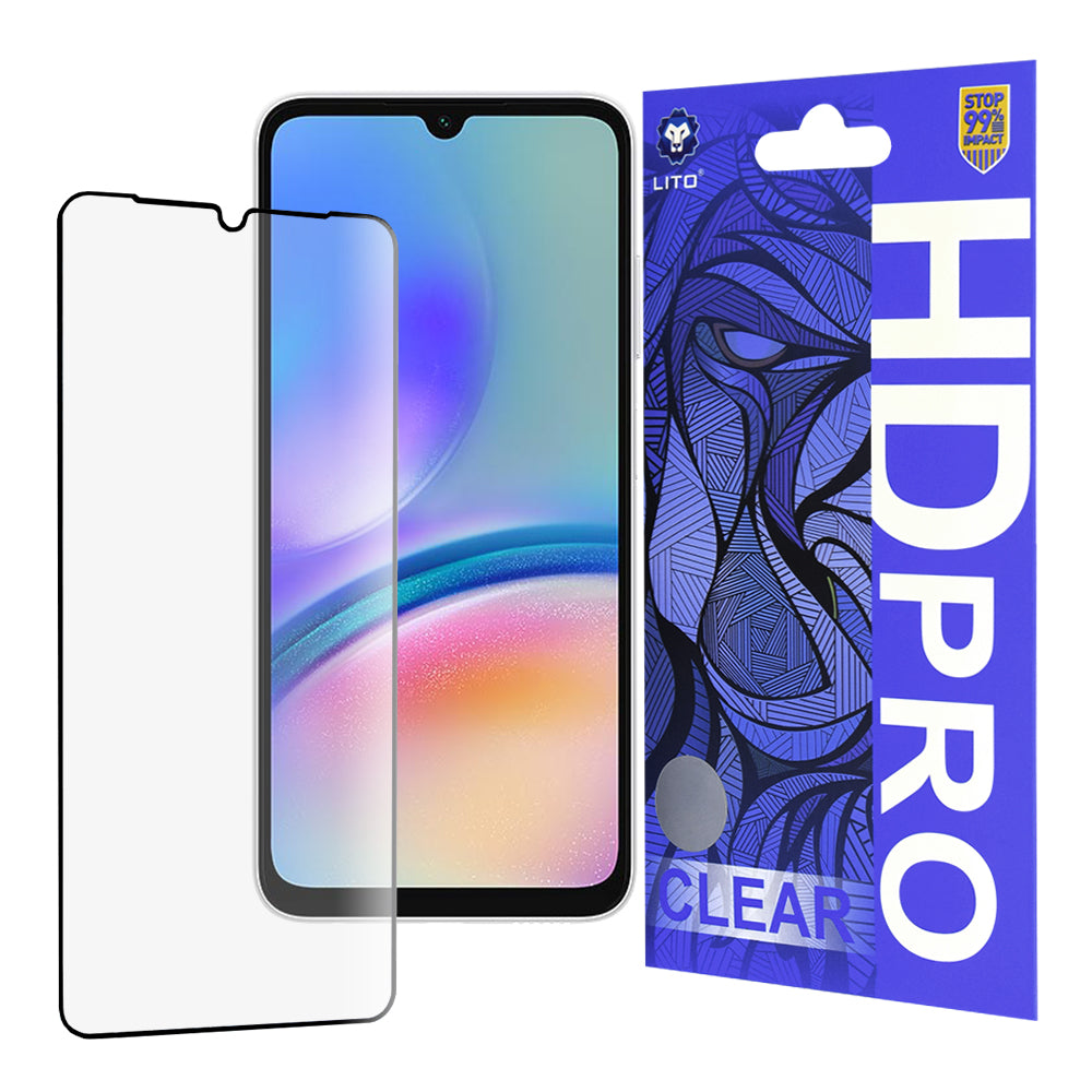 Протектор за екран Lito HD Pro Clear за Samsung Galaxy A05s A057, закалено стъкло, пълно залепване, черен