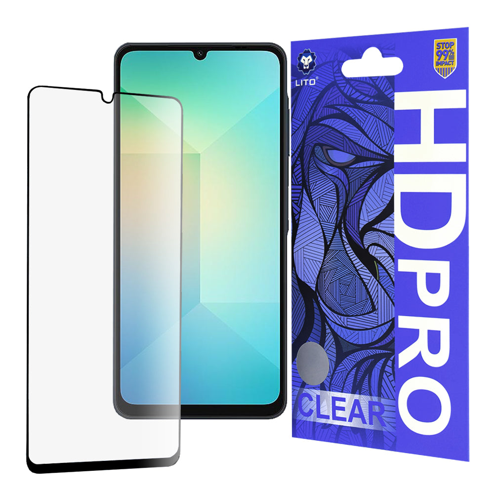 Протектор за екран Lito HD Pro Clear за Samsung Galaxy A06 A065, закалено стъкло, пълно залепване, черен