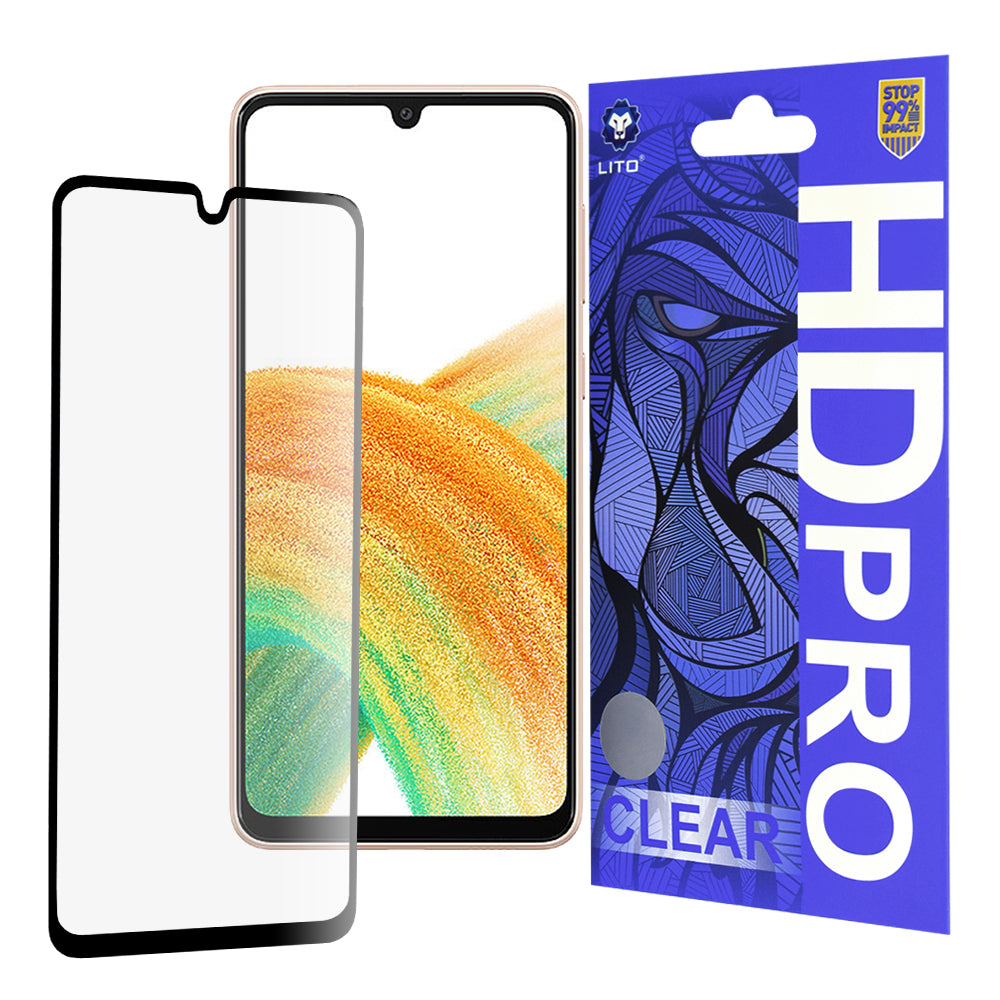 Протектор за екран Lito HD Pro Clear за Samsung Galaxy A33 5G A336, закалено стъкло, пълно залепване, черен