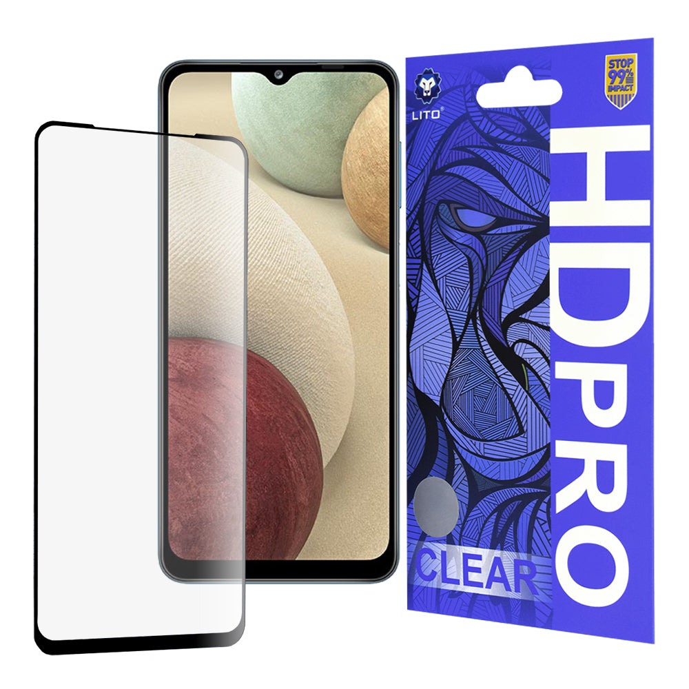 Протектор за екран Lito HD Pro Clear за Samsung Galaxy F12 F127 / A12 Nacho A127 / M02 M022, закалено стъкло, пълно залепване, черен