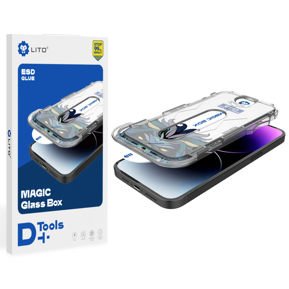 Протектор за екран Lito Magic Glass Box D+ Tools за Apple iPhone 16, закалено стъкло, пълно залепване