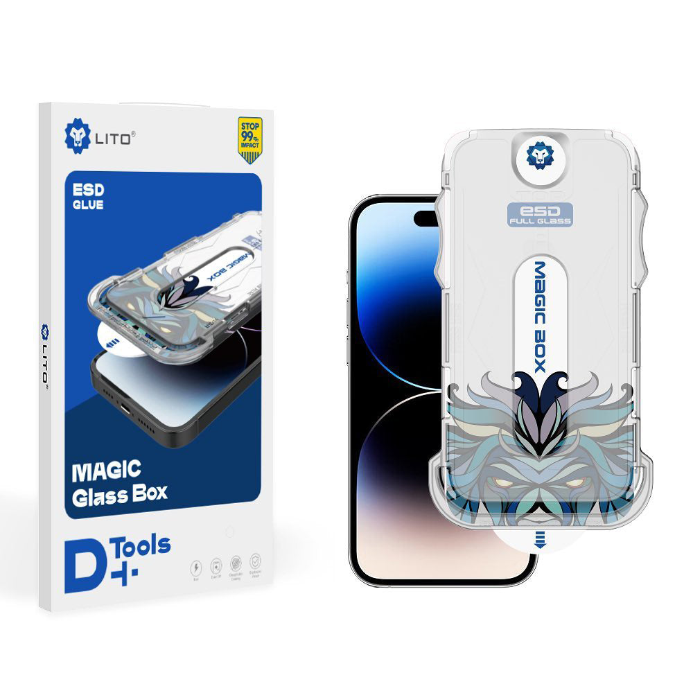 Протектор за екран Lito Magic Glass Box D+ Tools за Apple iPhone 16, закалено стъкло, пълно залепване