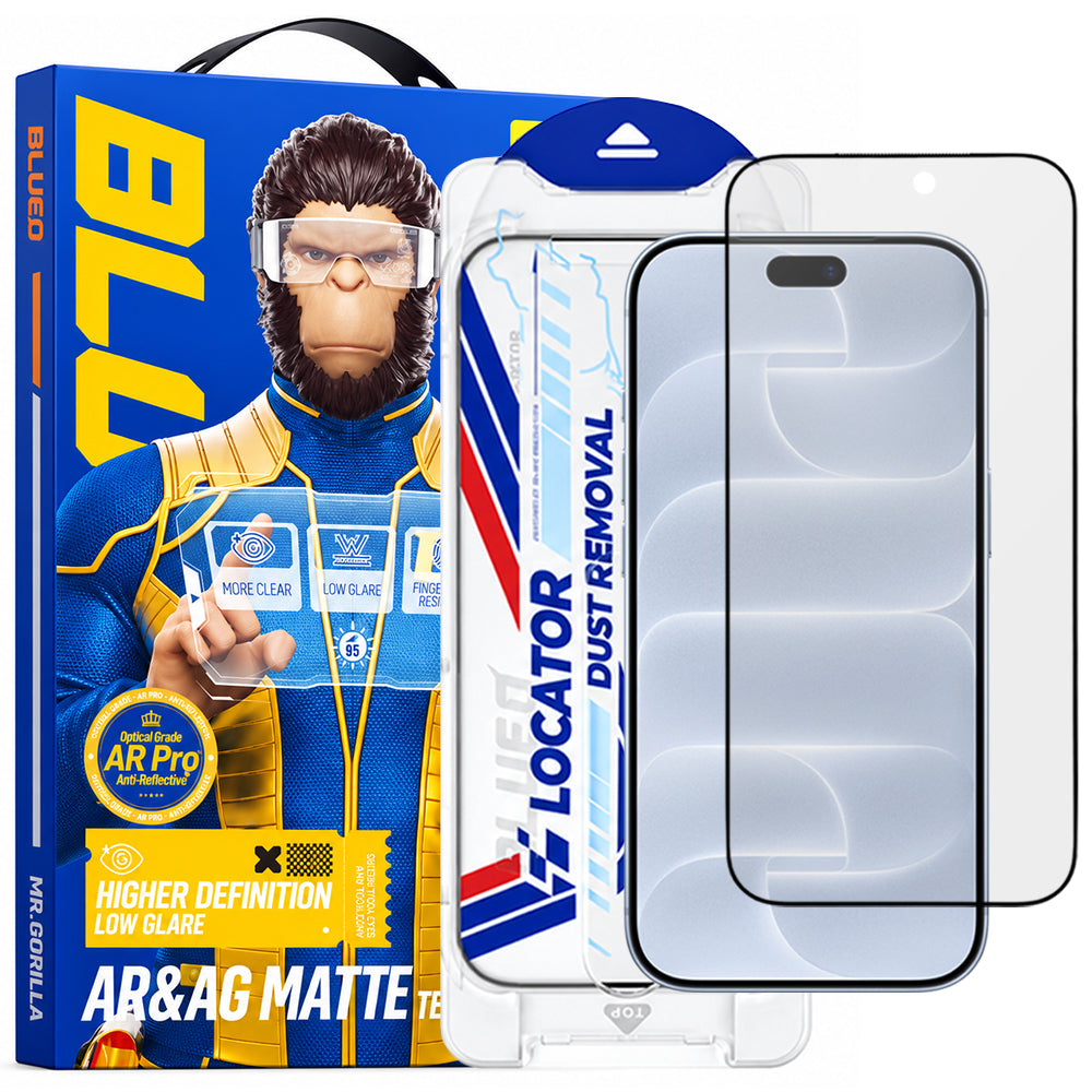 Защитно фолио за екран Matte Blueo Anti Reflective Applicator Pro за Apple iPhone 18 Pro, закалено стъкло, Full Glue, черно