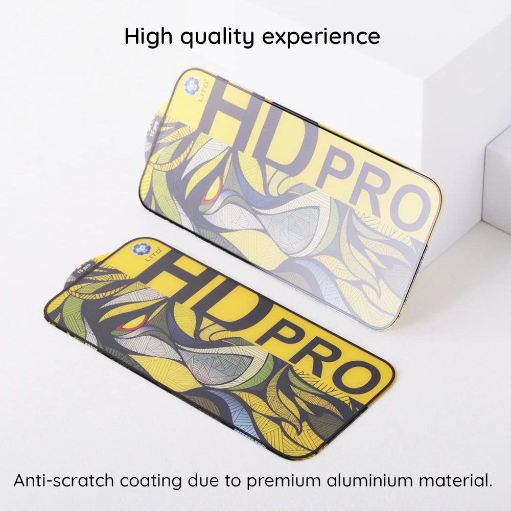 Матирана защитна фолио за екран Lito HD Pro за Apple iPhone 16 Plus, закалено стъкло, пълно залепване, черна