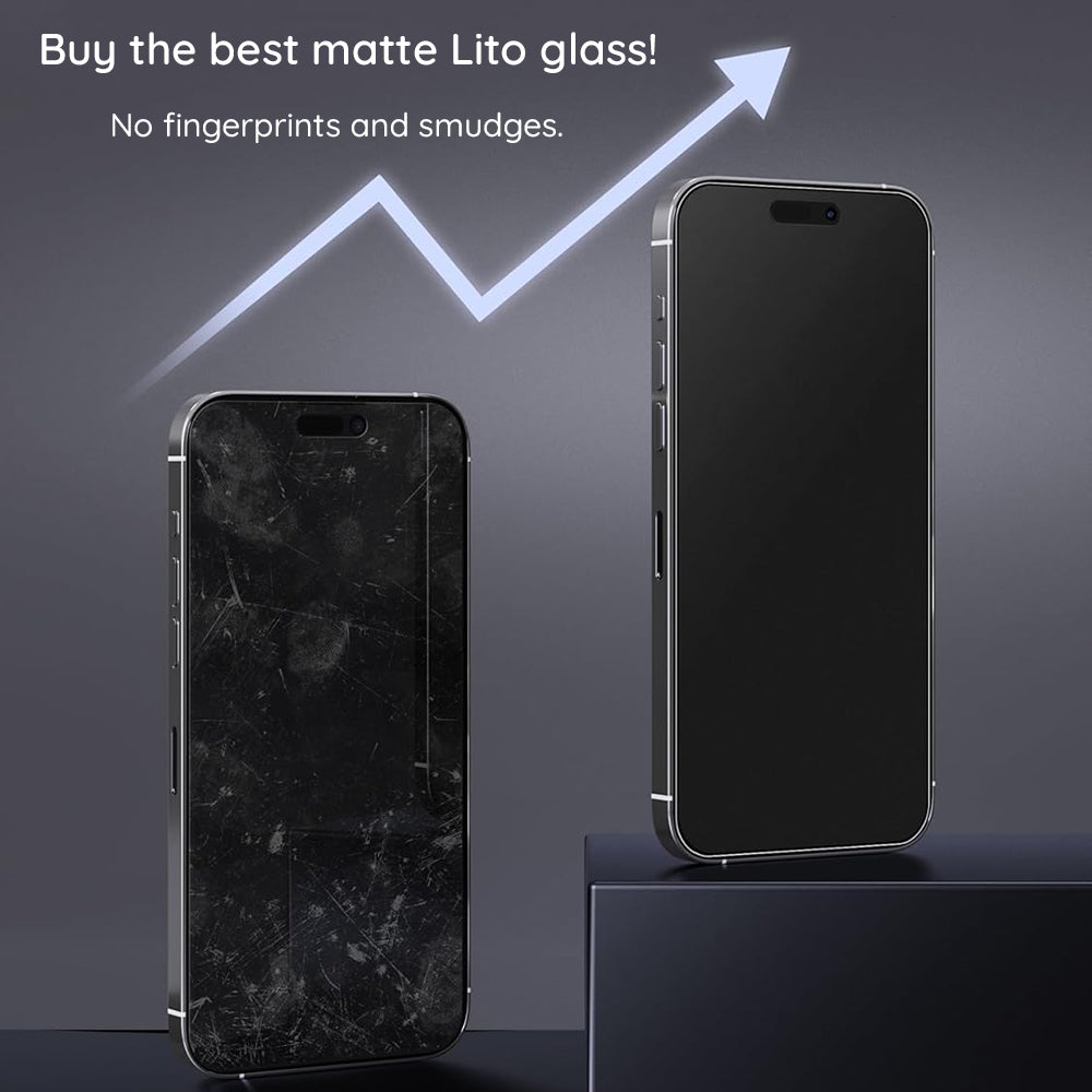 Матирана защитна фолио за екран Lito HD Pro за Apple iPhone 16 Plus, закалено стъкло, пълно залепване, черна