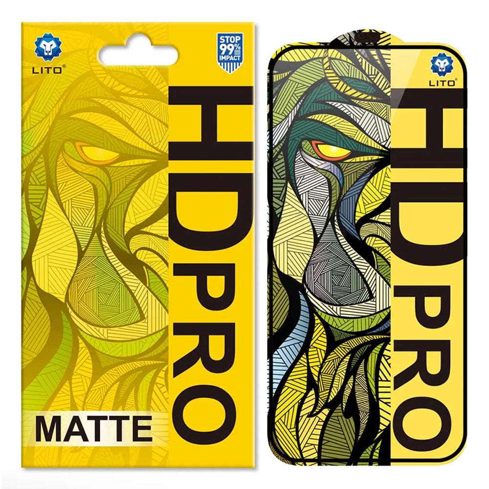 Матирана защитна фолио за екран Lito HD Pro за Apple iPhone 16 Plus, закалено стъкло, пълно залепване, черна