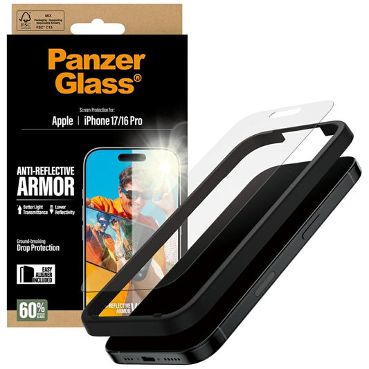 Защитно фолио Matte PanzerGlass Armor EasyAligner за Apple iPhone 17 / 16 Pro, закалено стъкло, Full Glue