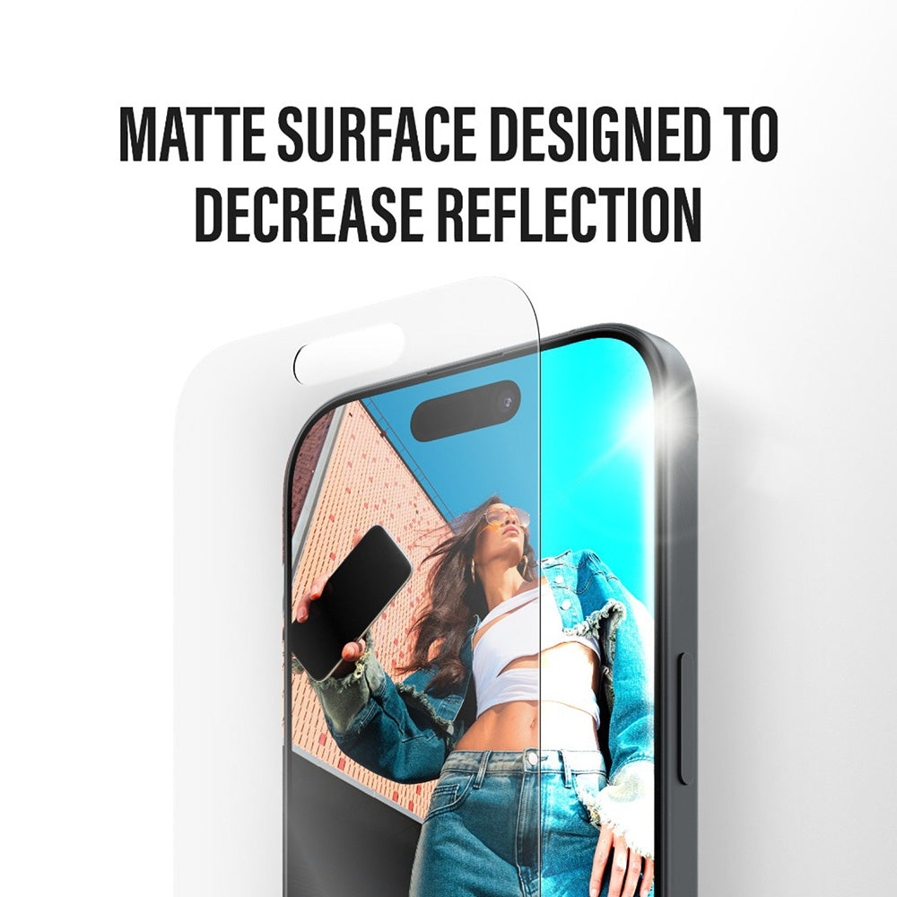 Защитно фолио Matte PanzerGlass Armor EasyAligner за Apple iPhone 17 / 16 Pro, закалено стъкло, Full Glue