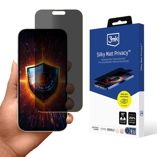 Защитно фолио Matte Privacy 3MK Silky за Apple iPhone 17 Pro, Пластмаса