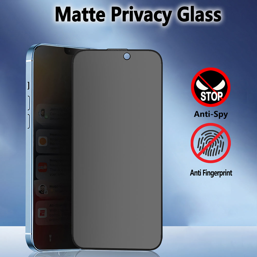 Протектор за екран Matte Privacy Blueo Anti-Peep за Apple iPhone 15 Pro Max, закалено стъкло, пълно залепване