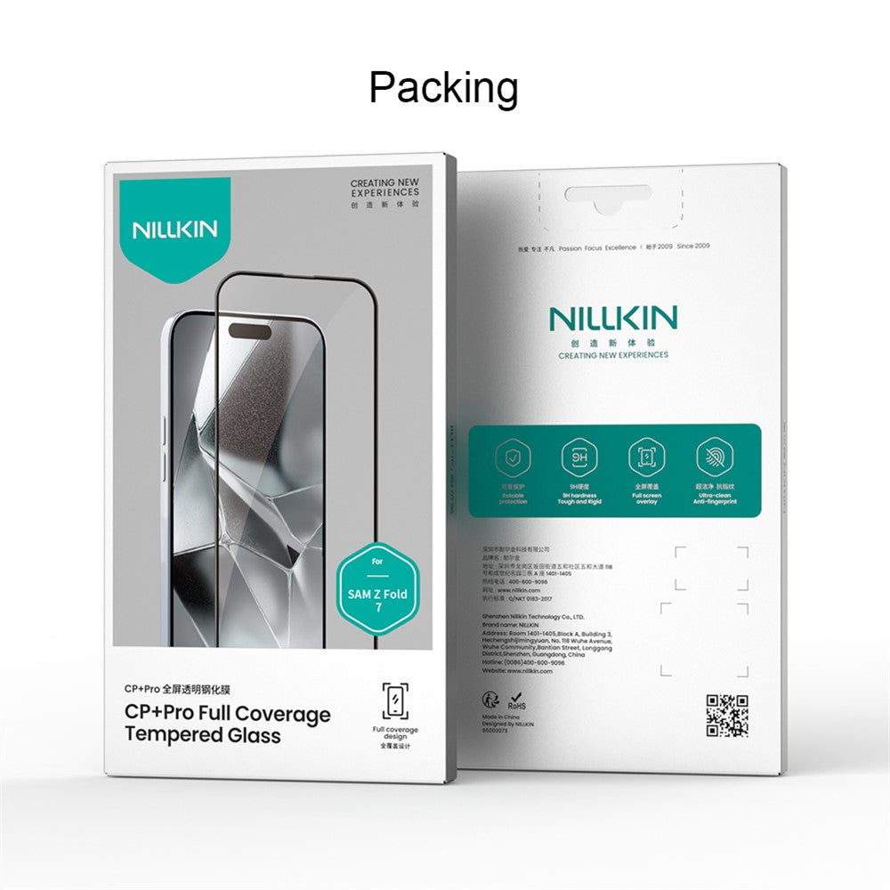 Външна защитна фолио за екран Nillkin CP+ Pro за Samsung Galaxy Z Fold7 F966, закалено стъкло, пълно залепване, черно
