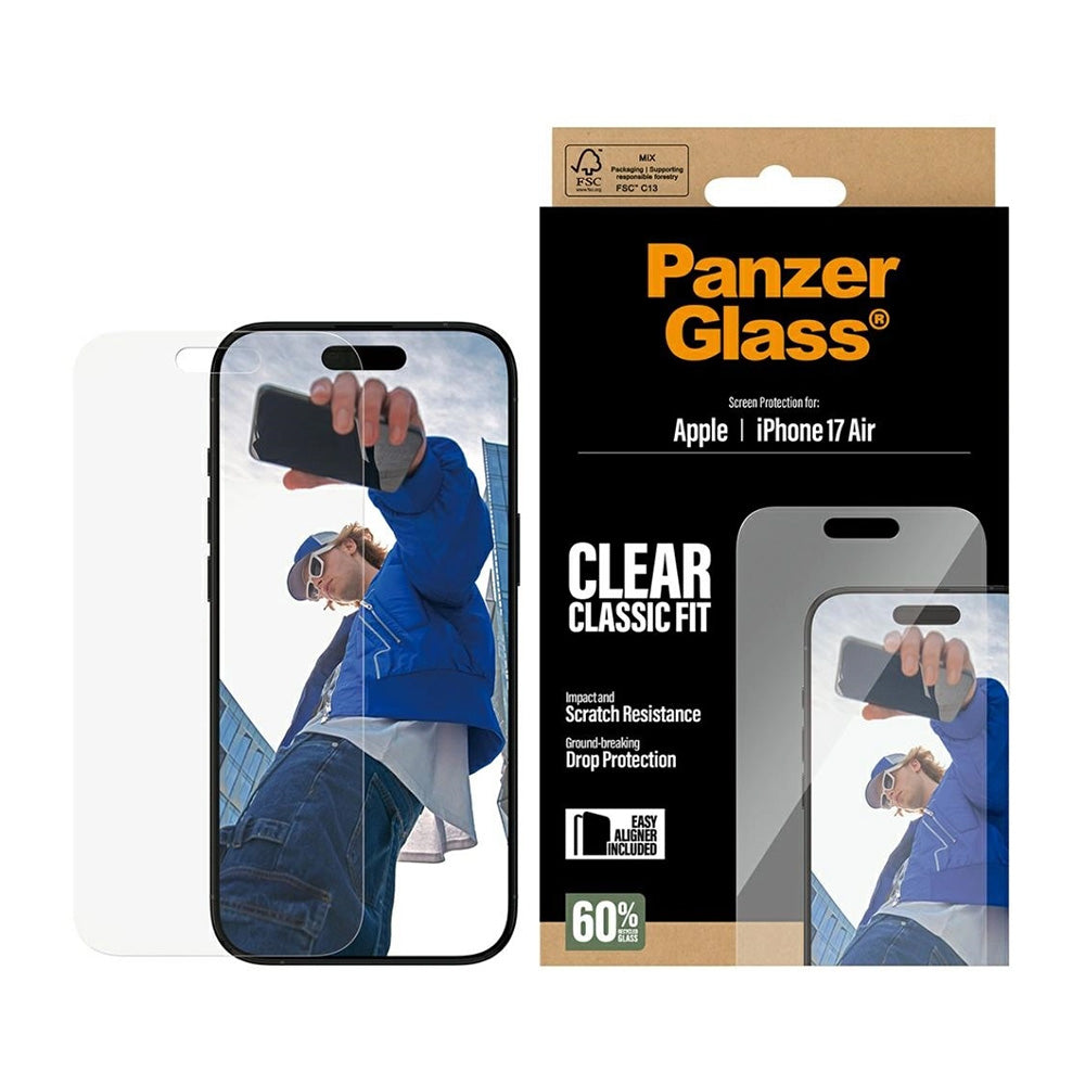 Защитно фолио за екран PanzerGlass Classic Fit EasyAligner за Apple iPhone 17 Air, Закалено стъкло, Пълно залепване