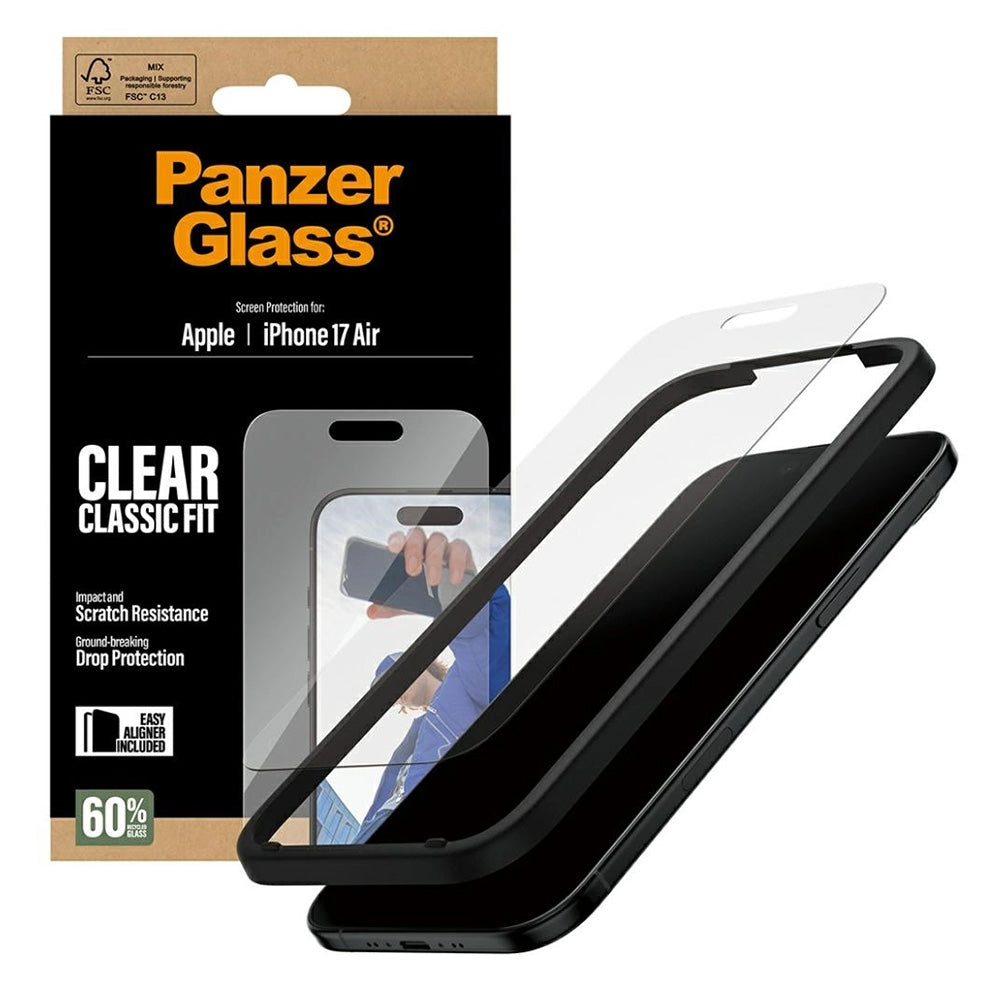 Защитно фолио за екран PanzerGlass Classic Fit EasyAligner за Apple iPhone 17 Air, Закалено стъкло, Пълно залепване