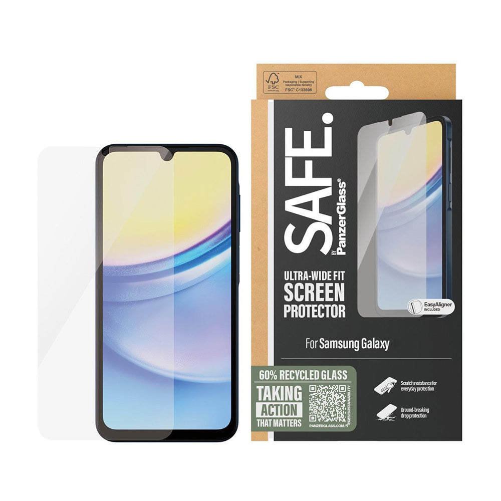Защитно фолио за екран PanzerGlass Safe. Ultra-Wide Fit за Samsung Galaxy A17 4G / A17 5G, Закалено стъкло, Пълно залепване