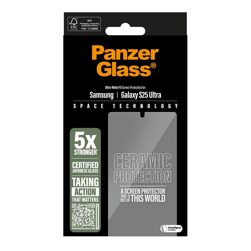 Фолио за защита на екрана PanzerGlass Ultra-Wide Ceramic EasyAligner за Samsung Galaxy S25 Ultra S938, закалено стъкло, Full Glue