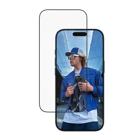 Защитно фолио за екран PanzerGlass Ultra-Wide Fit EasyAligner за Apple iPhone 17 / 16 Pro, закалено стъкло, пълно залепване, черно