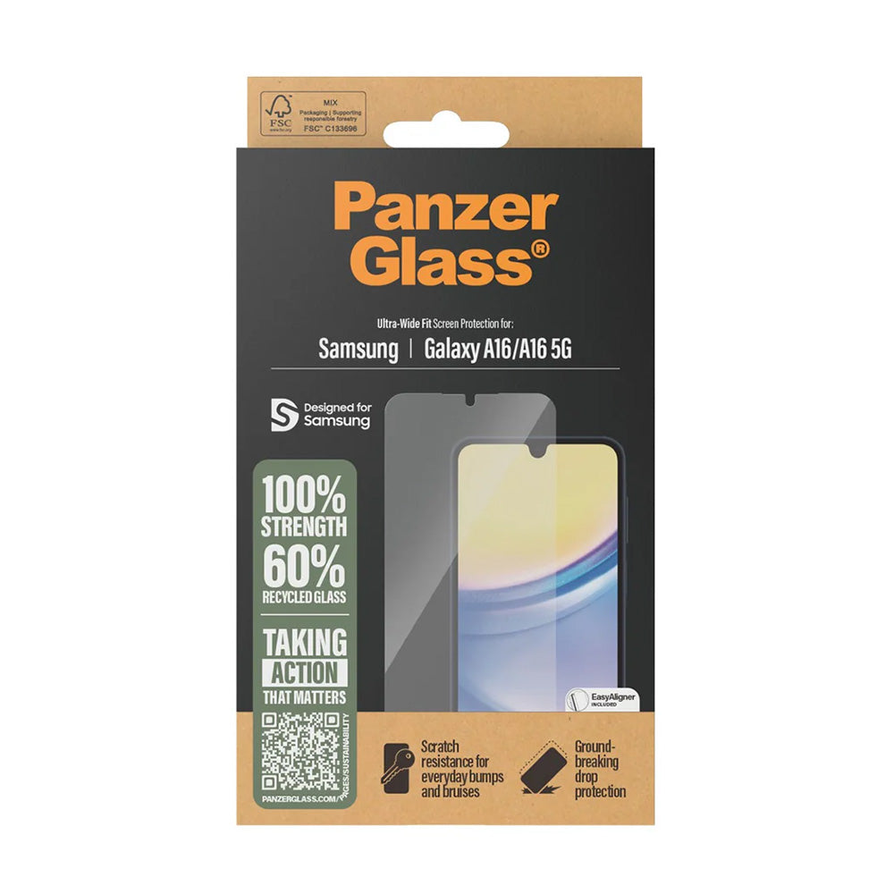 Защитно фолио за екран PanzerGlass Ultra-Wide Fit EasyAligner за Samsung Galaxy A17 4G / A17 5G, закалено стъкло, пълно залепване