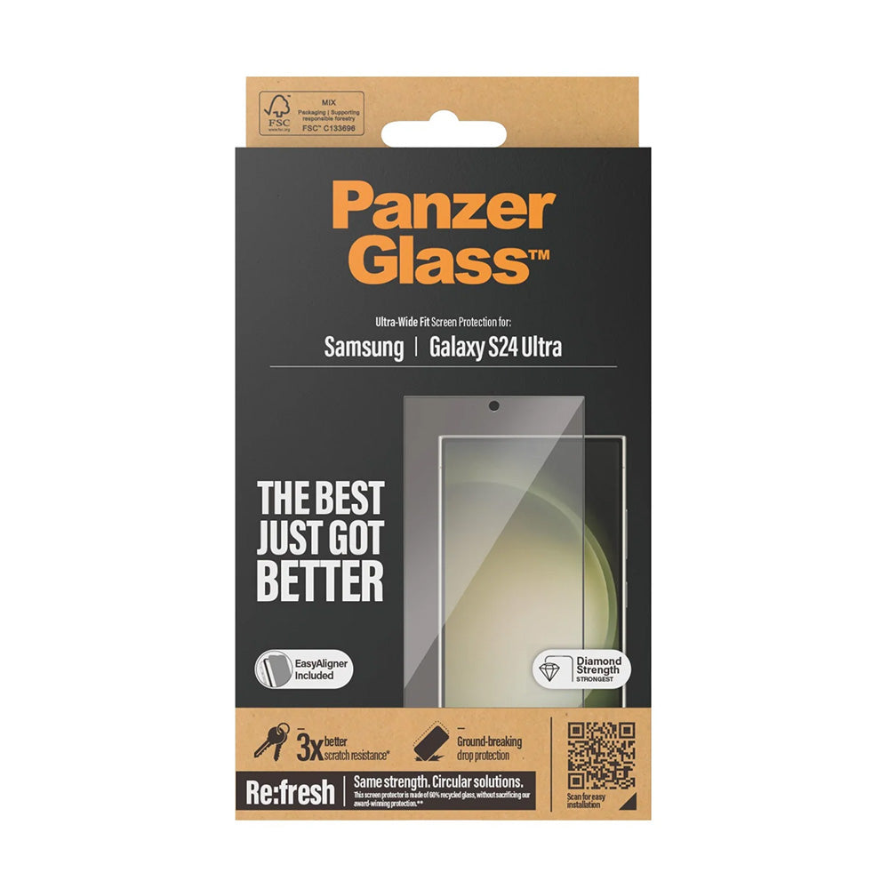 Защитно фолио за екран PanzerGlass Ultra-Wide Fit EasyAligner за Samsung Galaxy S24 Ultra S928, закалено стъкло, пълно залепване, черно