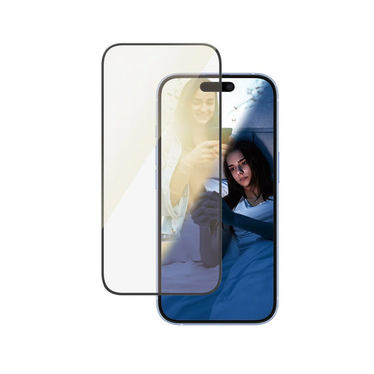 Защитно фолио за екран PanzerGlass Ultra-Wide Fit EyeCare за Apple iPhone 16 / 15, закалено стъкло, пълно залепване, черно