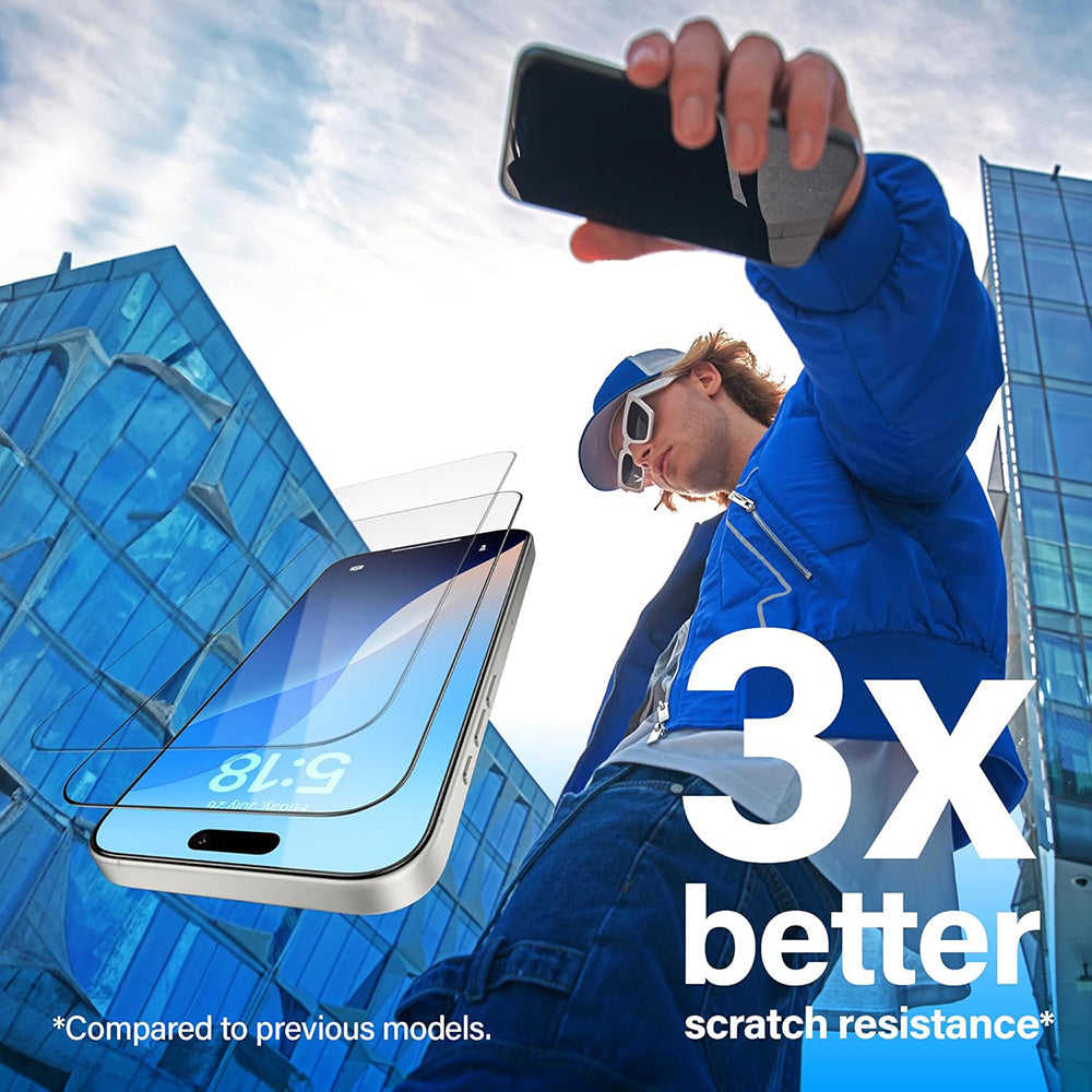 Защитно фолио за екран PanzerGlass Ultra-Wide Fit Fastfit за Apple iPhone 17 / 16 Pro, закалено стъкло, Full Glue, черно