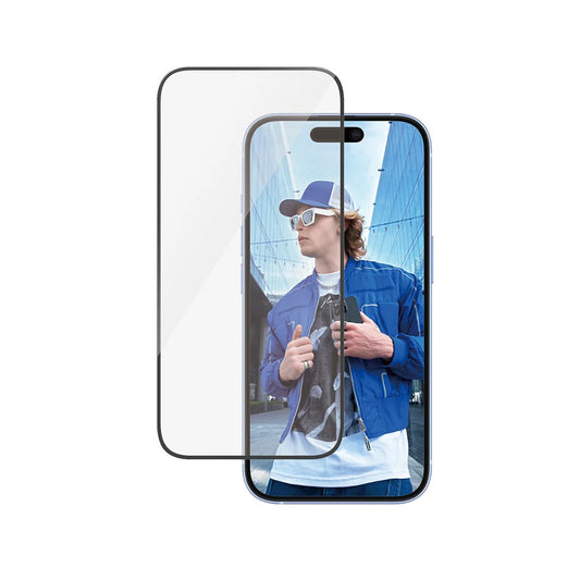 Защитно фолио за екран PanzerGlass Ultra-Wide Fit за Apple iPhone 16 / 15, закалено стъкло, Full Glue, черно